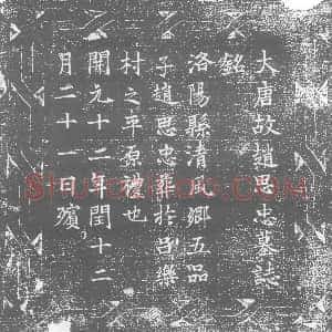 唐代《赵思忠 墓志》拓片原图欣赏下载
