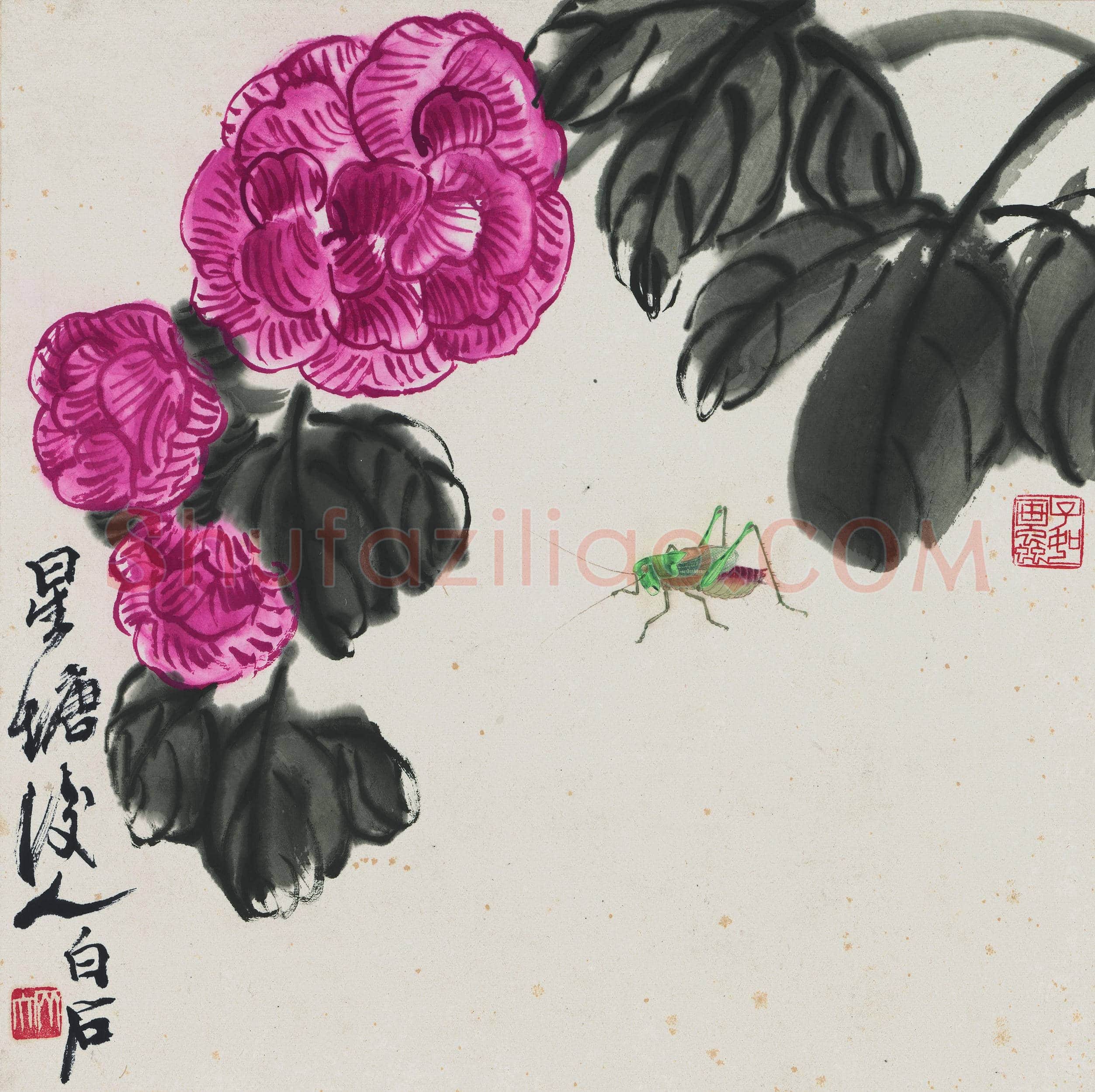 齐白石 花卉蝈蝈图