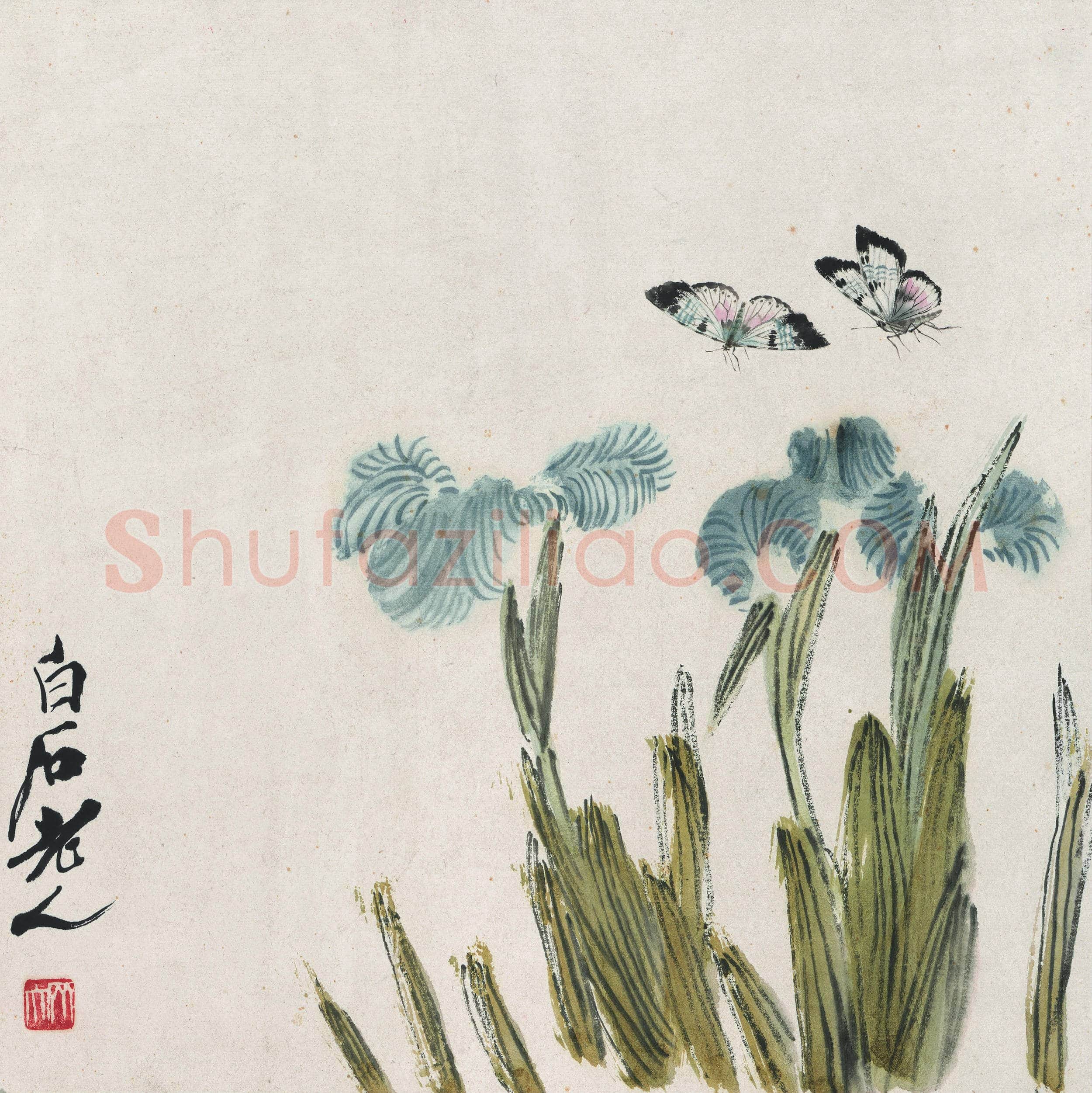 齐白石 幽兰蝴蝶图
