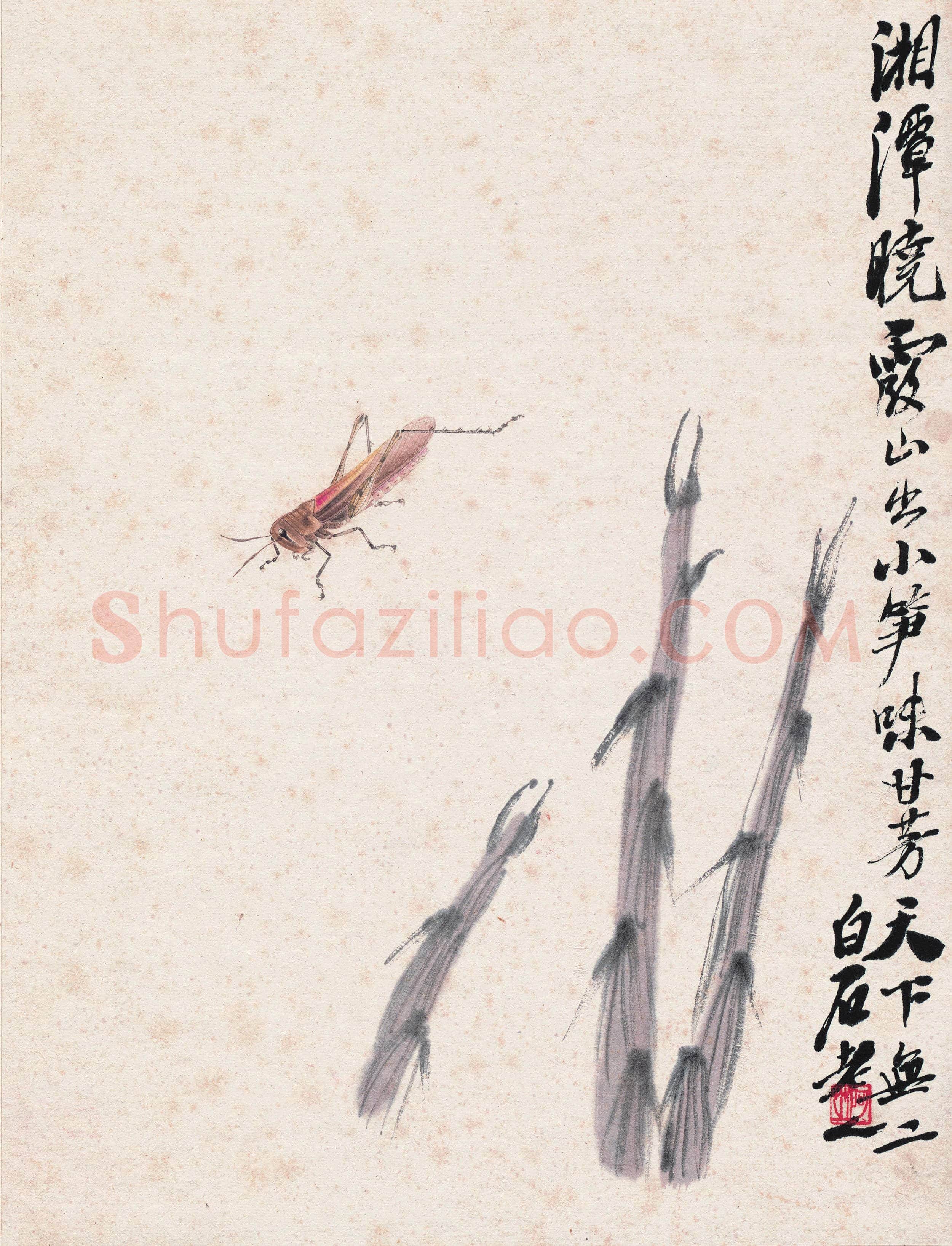 齐白石 竹笋蚂蚱