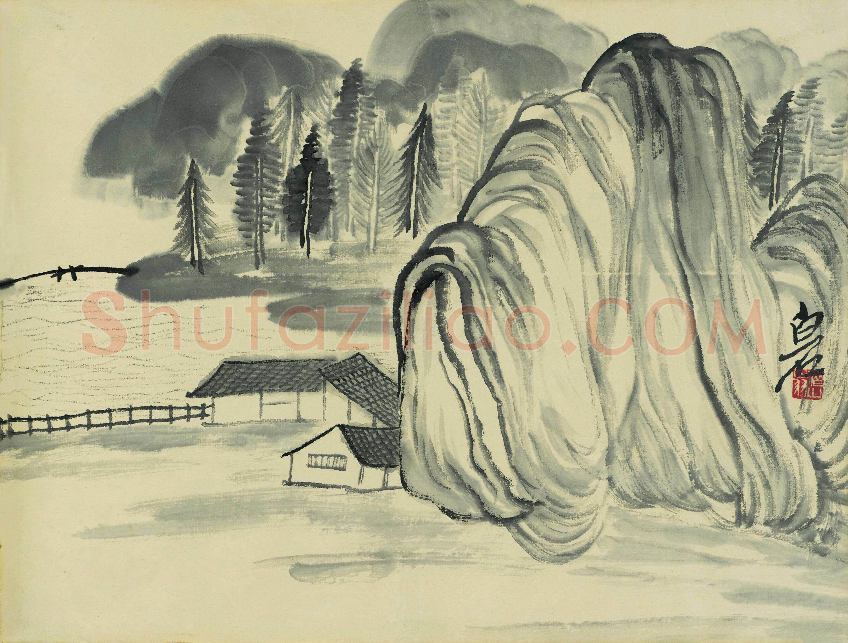 齐白石 借山图册-17