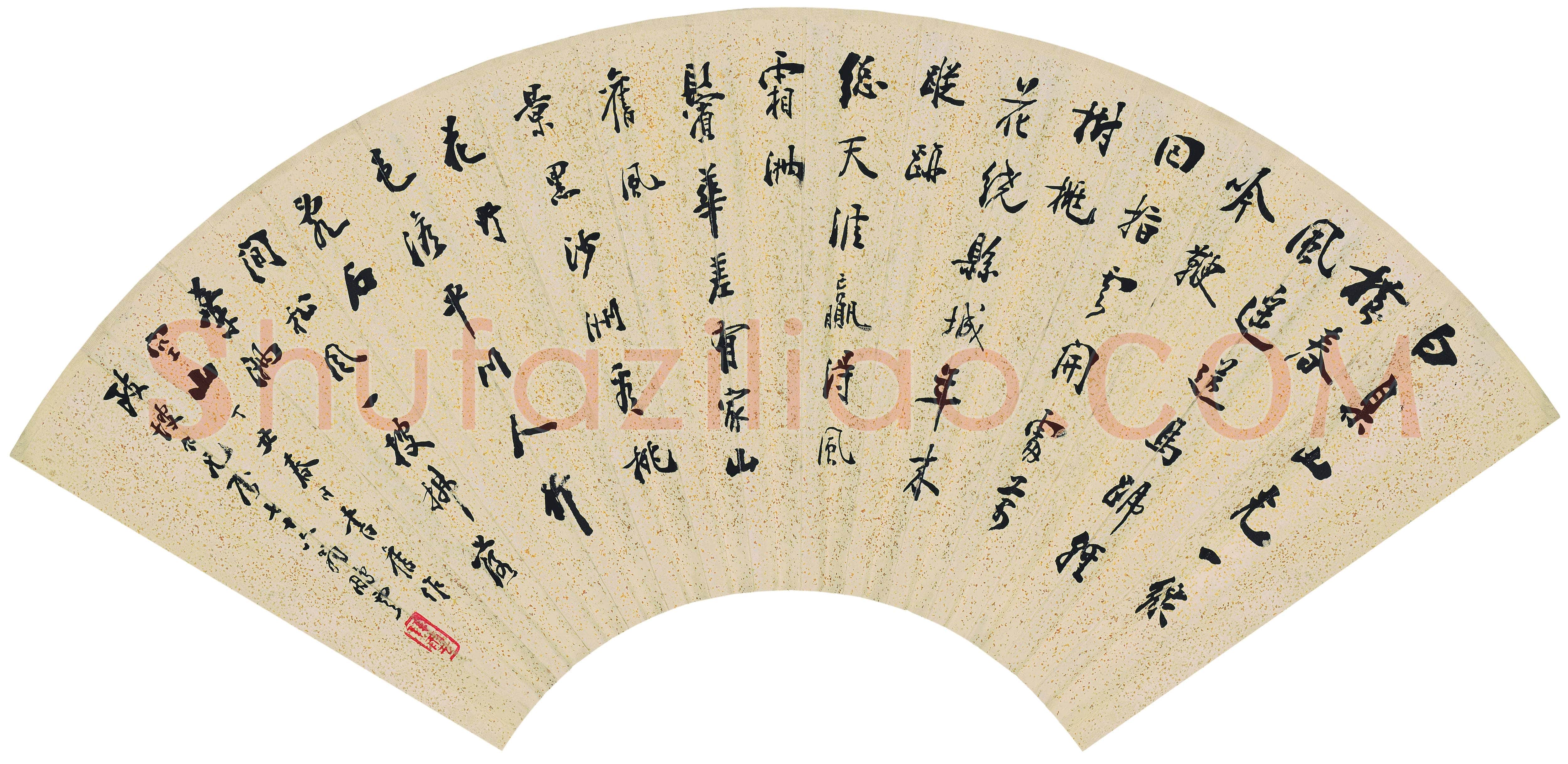 齐白石 蝴蝶兰图扇-02