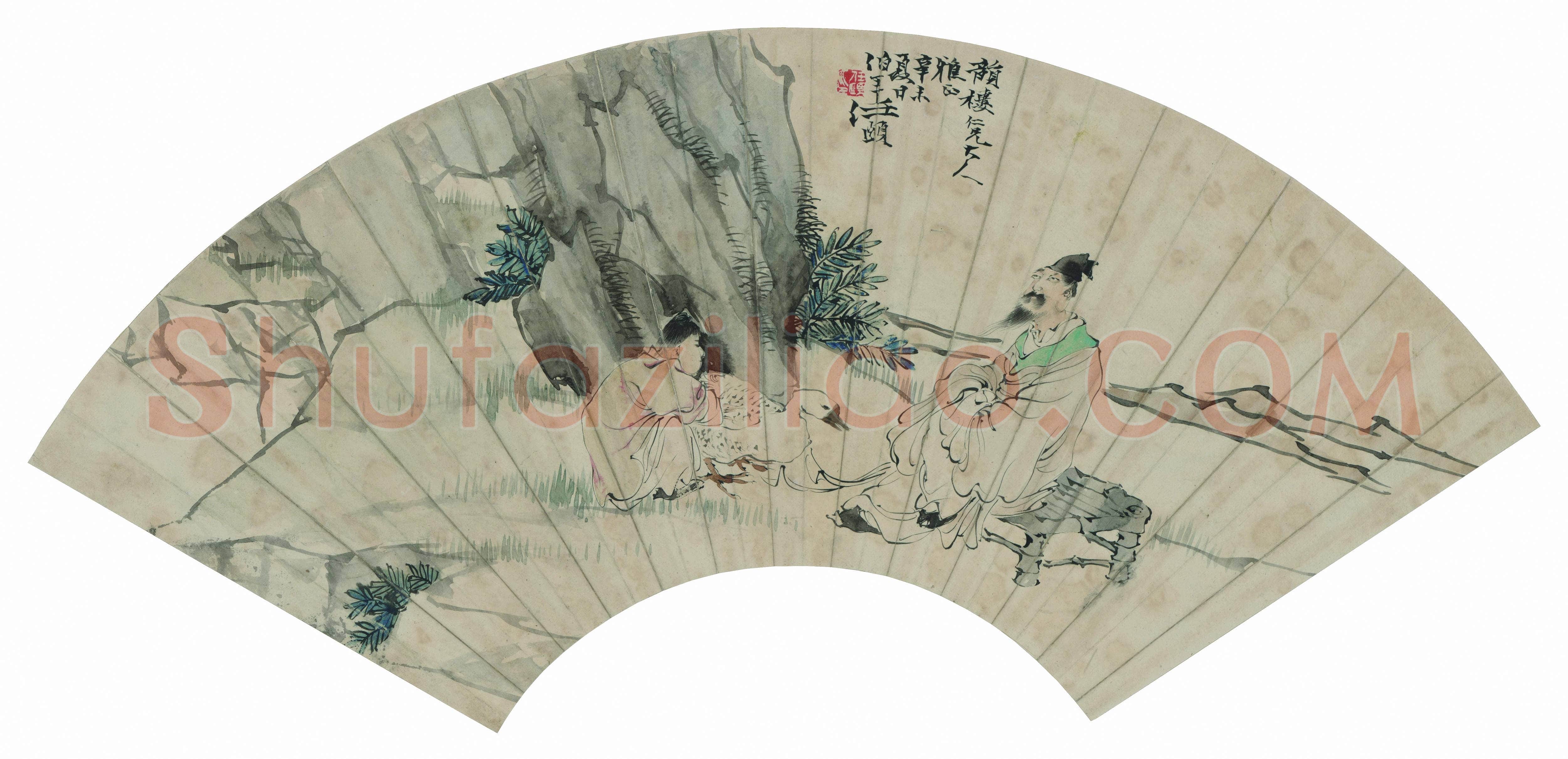 齐白石 折枝花卉扇面-02