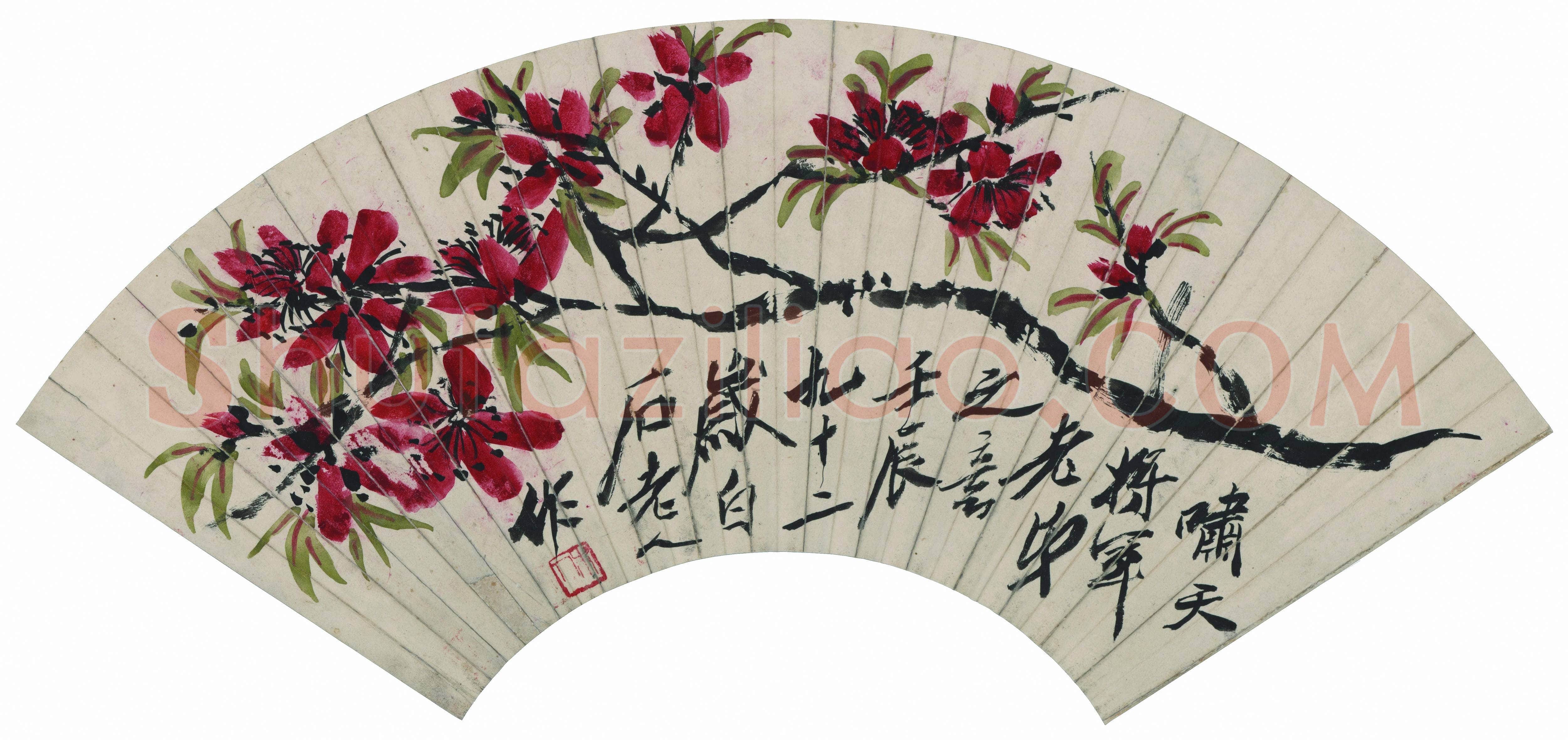 齐白石 折枝花卉扇面-04