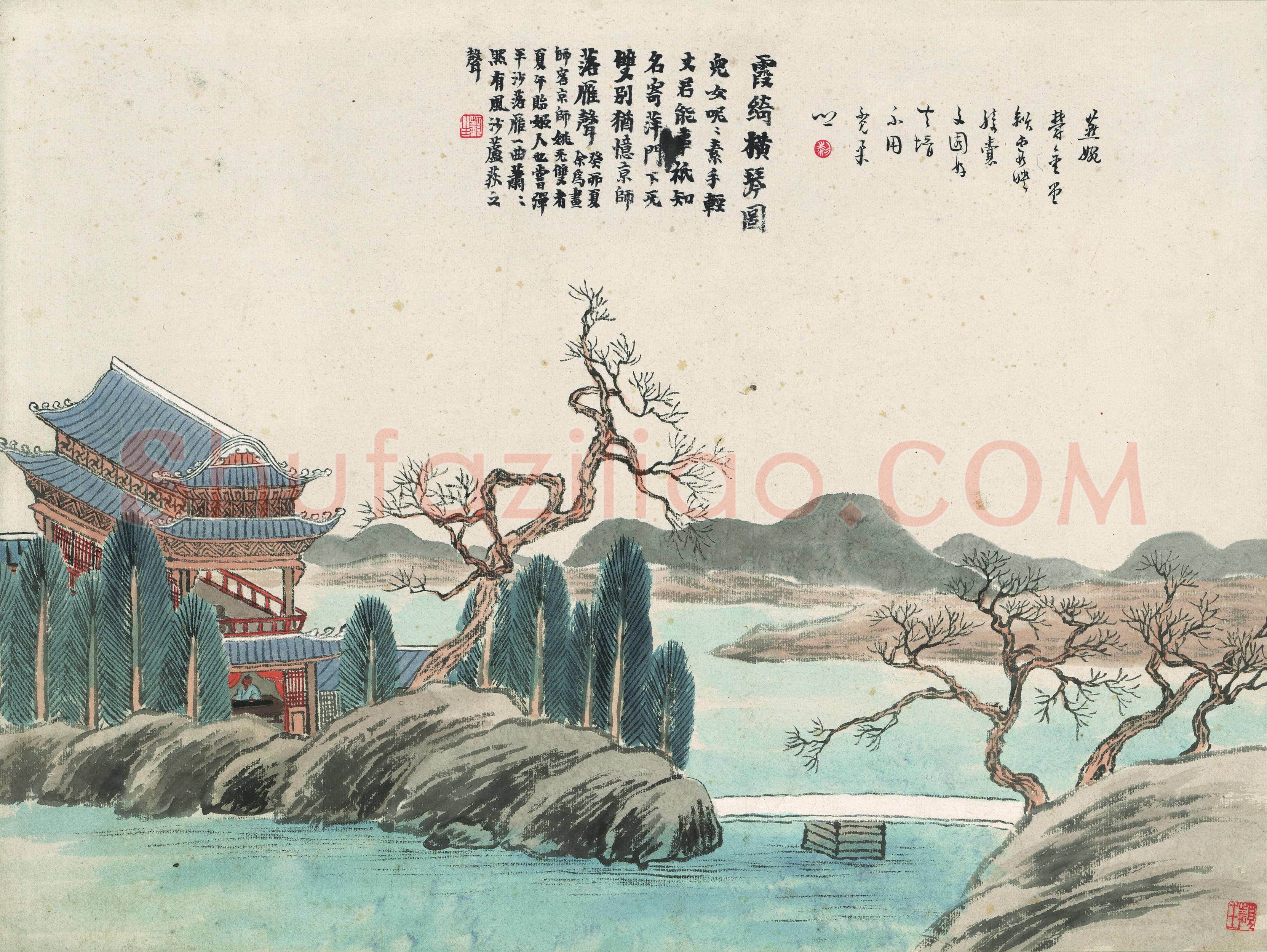 齐白石 霞绮横琴图