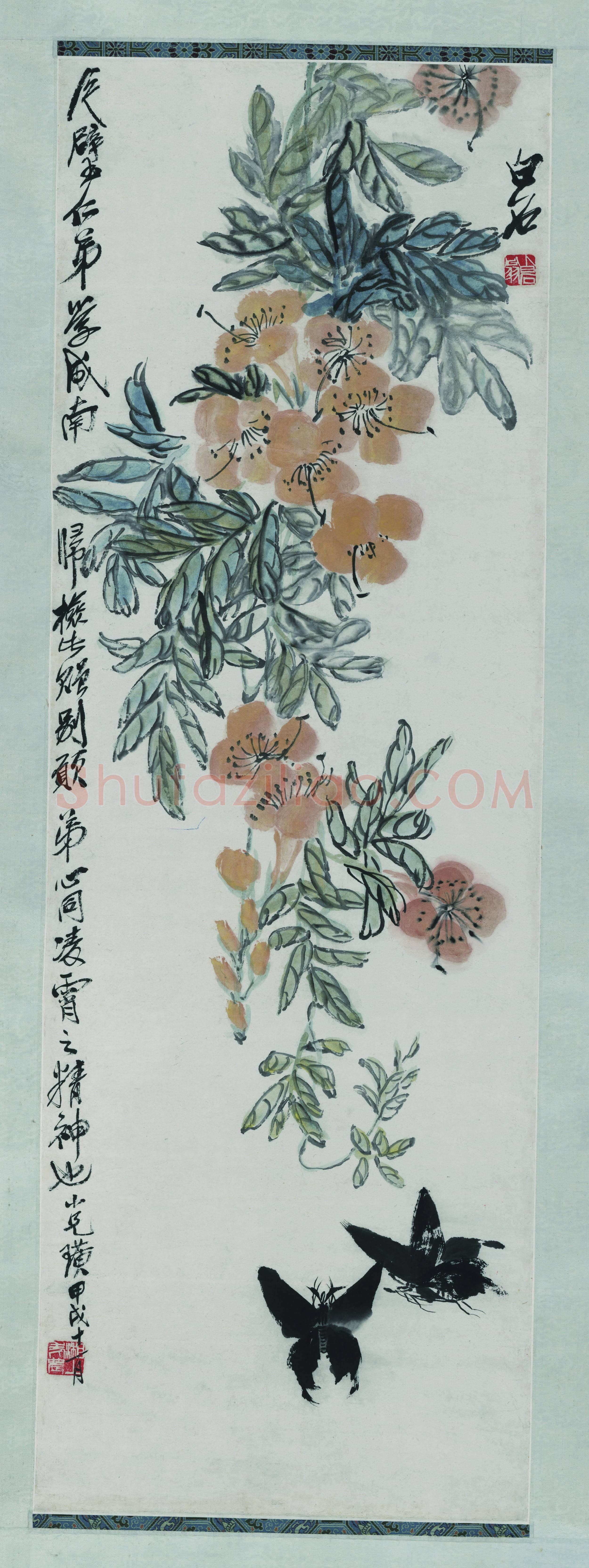 齐白石 黄花双蝶-02