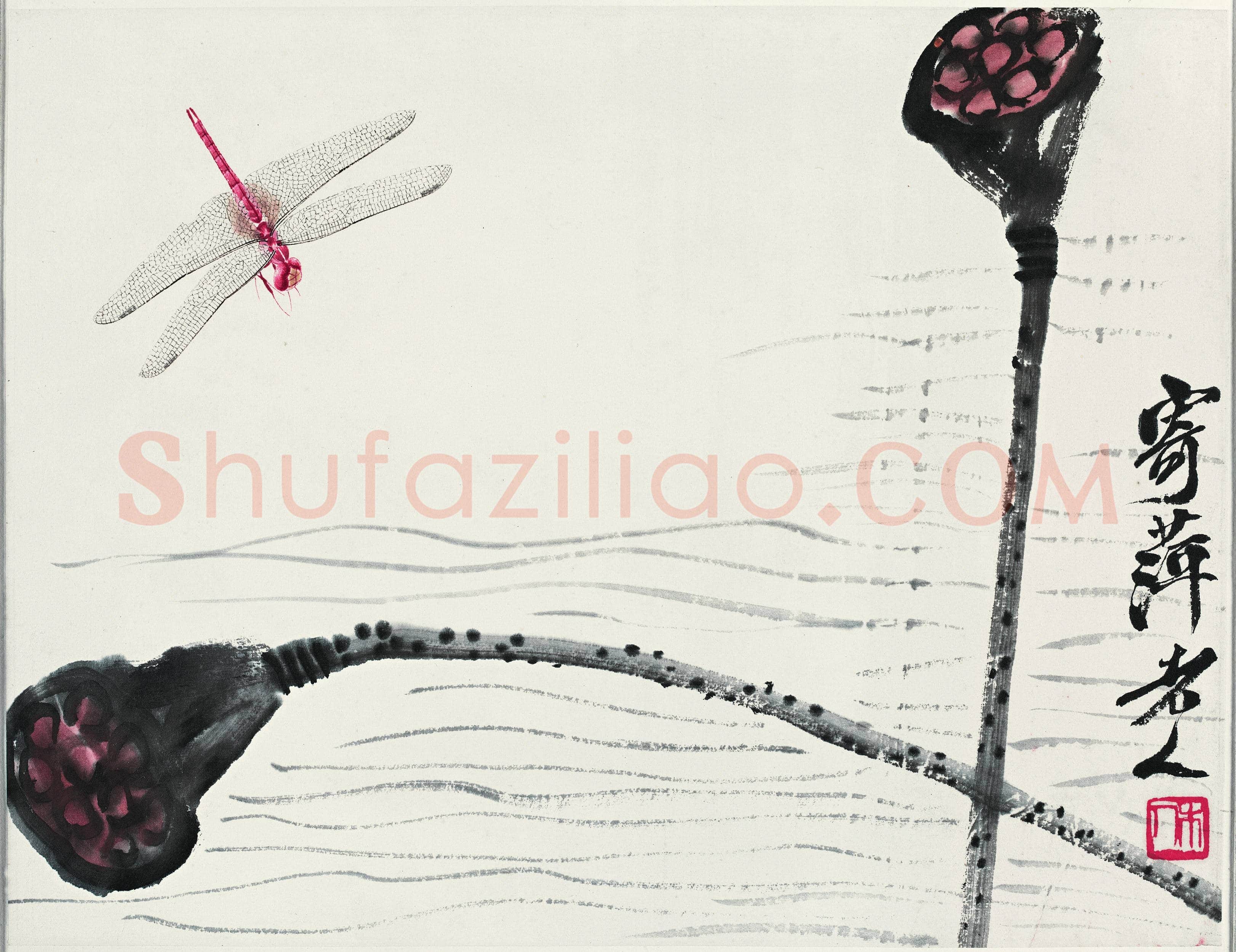 齐白石 莲蓬蜻蜓 35×27