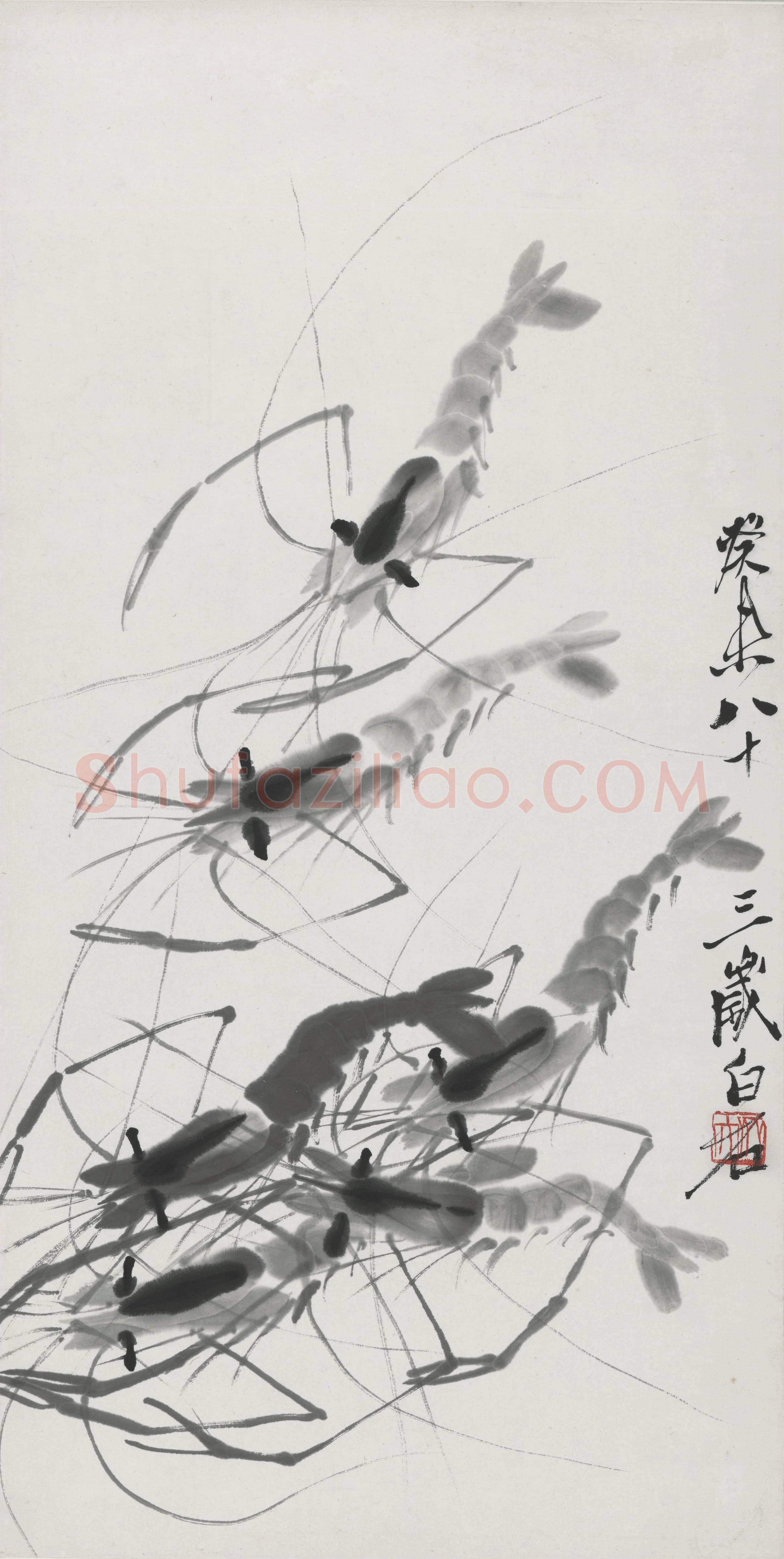 齐白石 六虾图