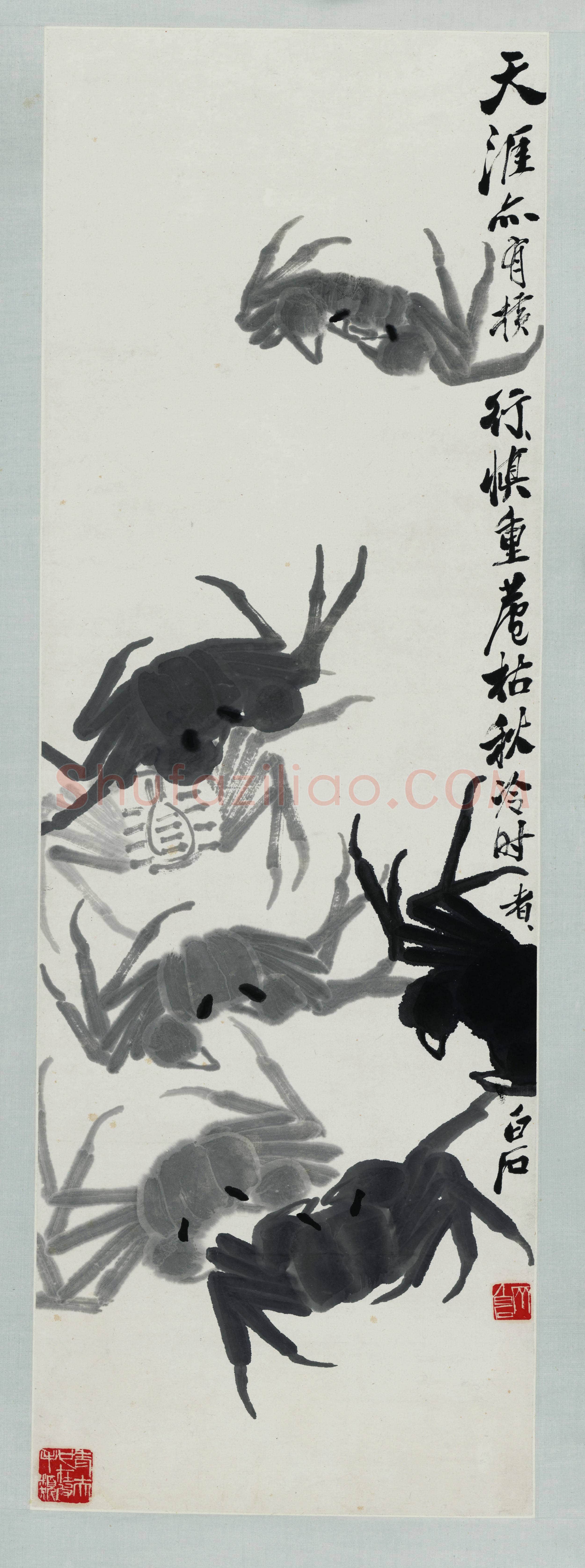 齐白石 墨蟹图-01