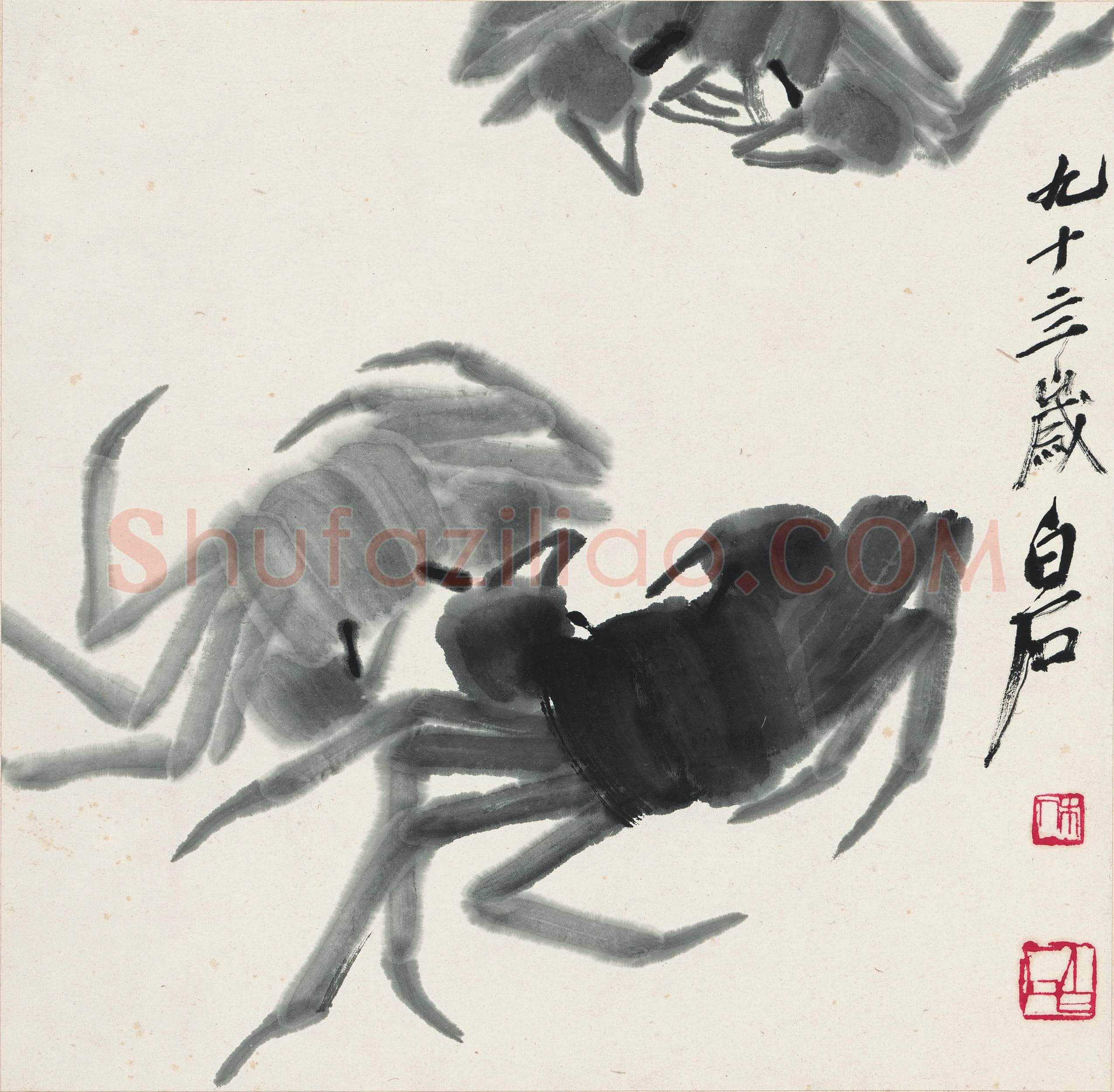 齐白石 墨蟹图-02