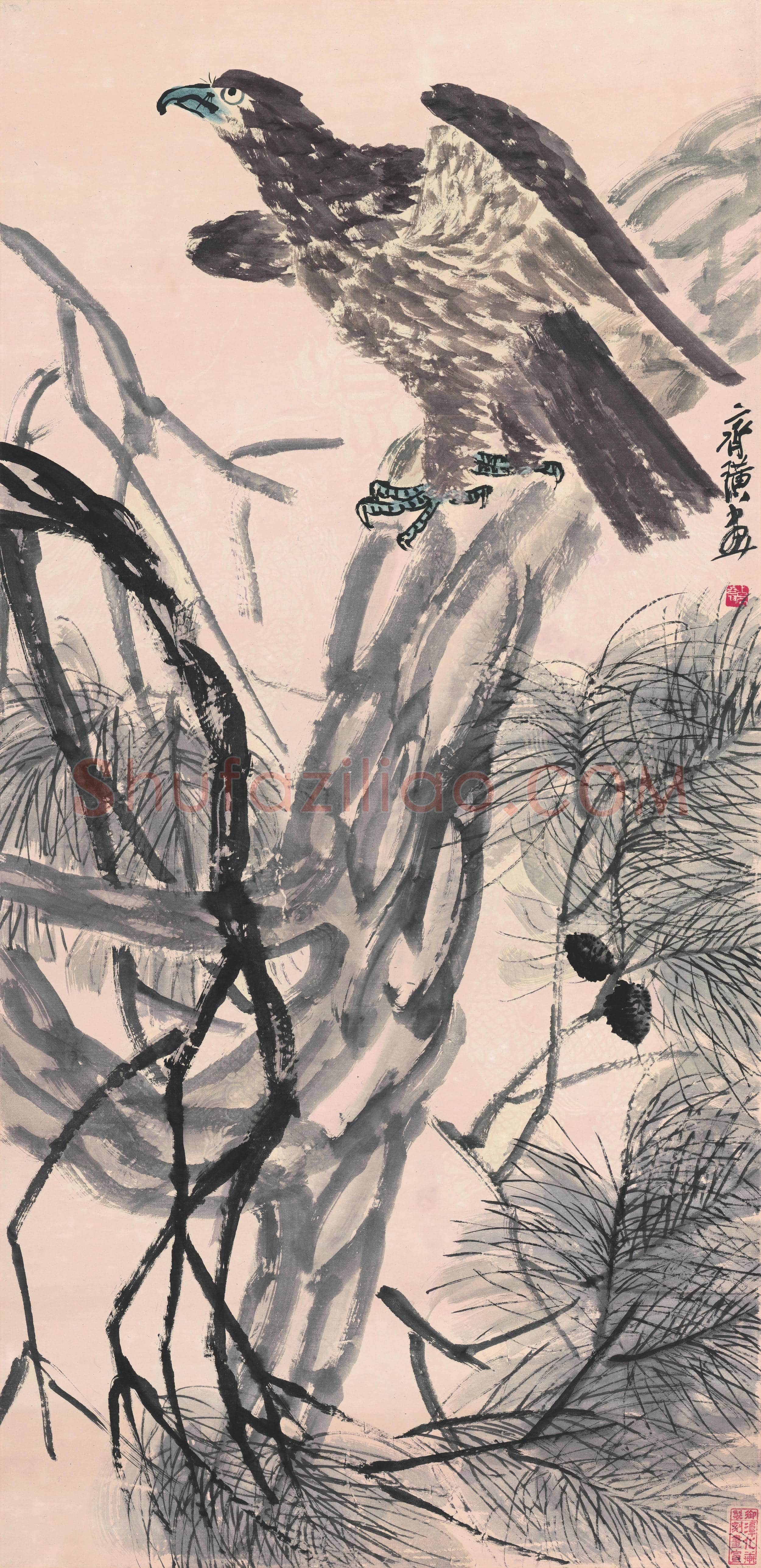 齐白石 松鹰图 60×130