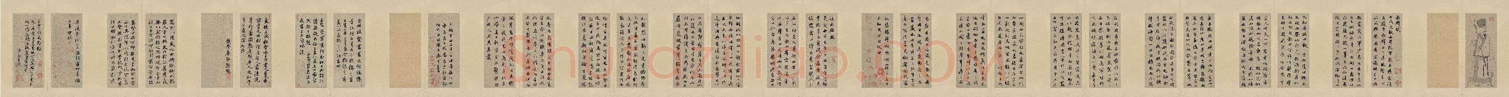 元 赵孟頫 前后赤壁赋(合卷)行书 绢本 40x196 台北故宫