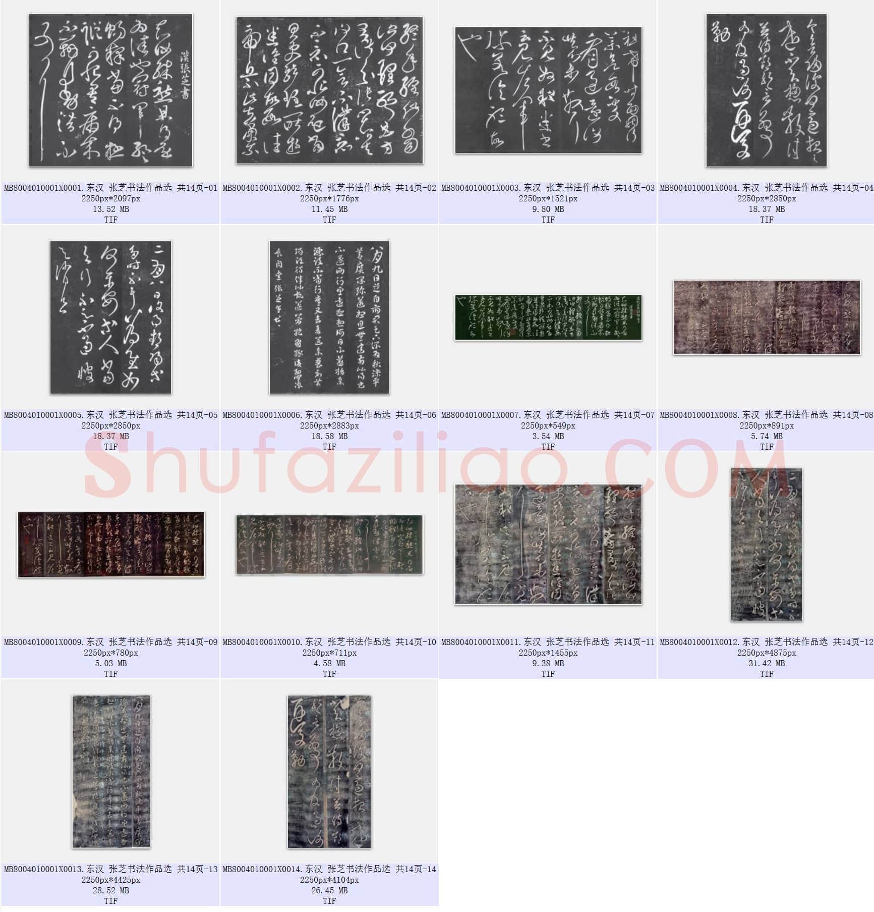 东汉 张芝书法作品选 共14页