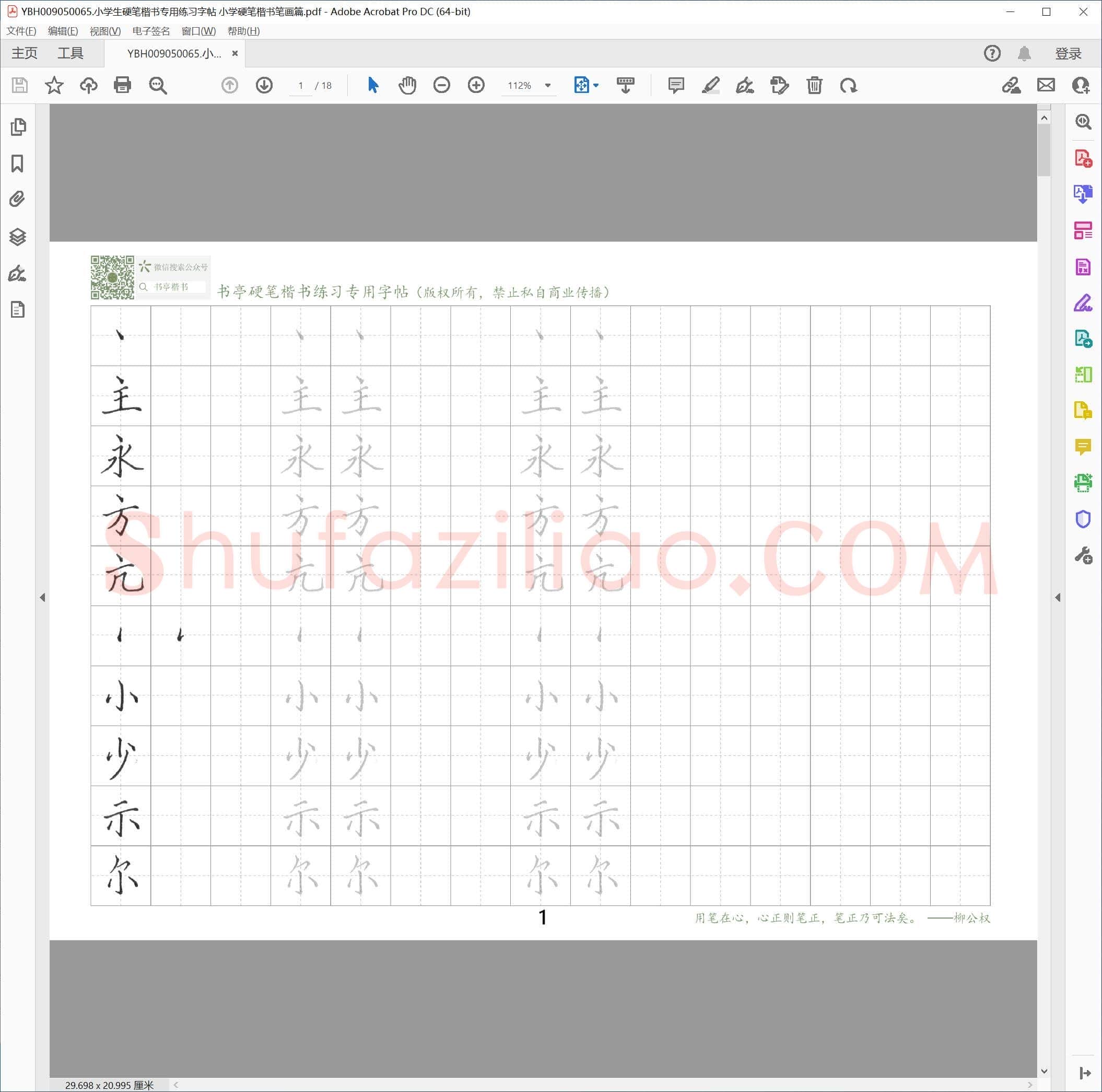 小学生硬笔楷书专用练习字帖 小学硬笔楷书笔画篇