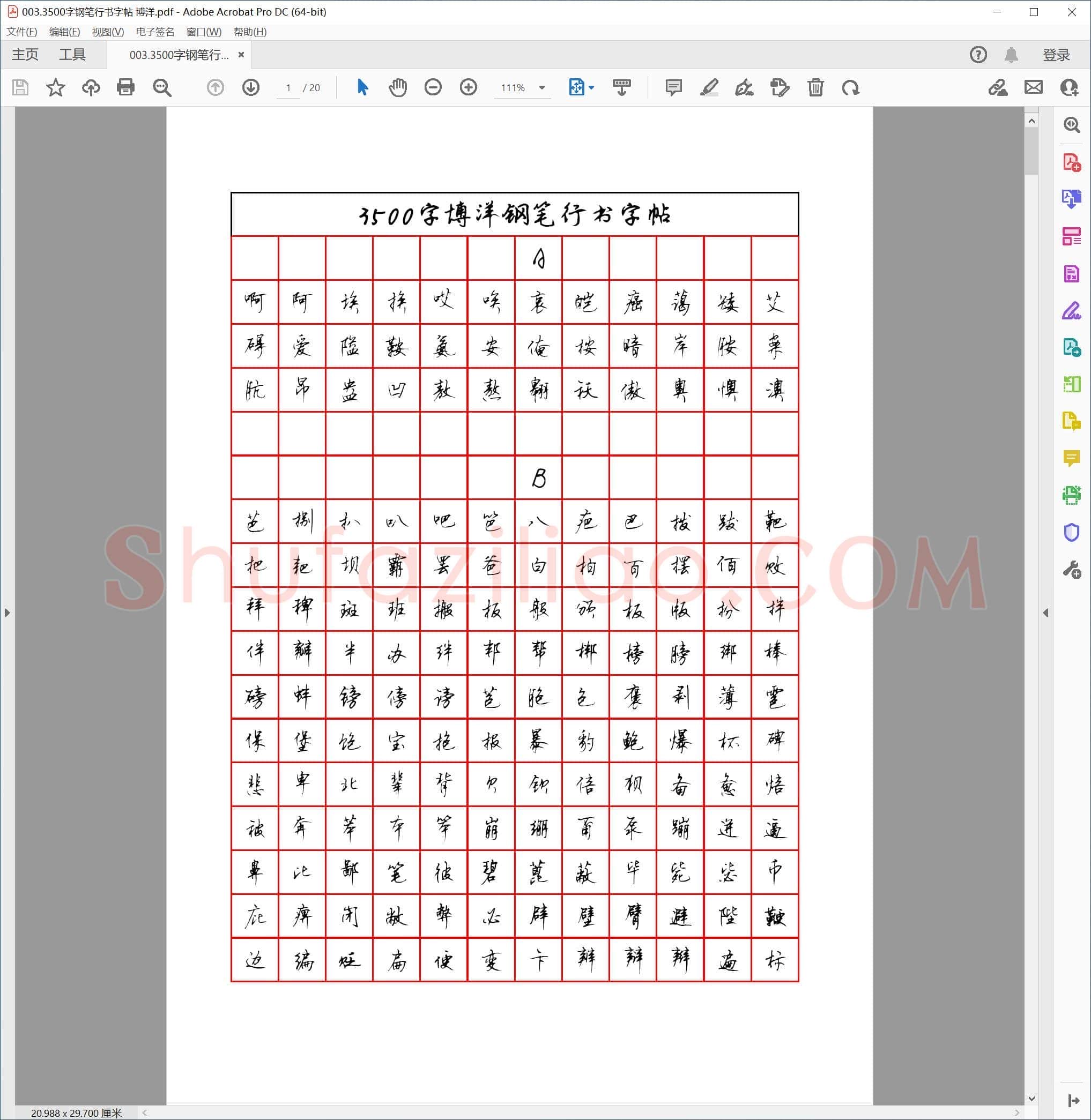 博洋 3500字钢笔行书字帖
