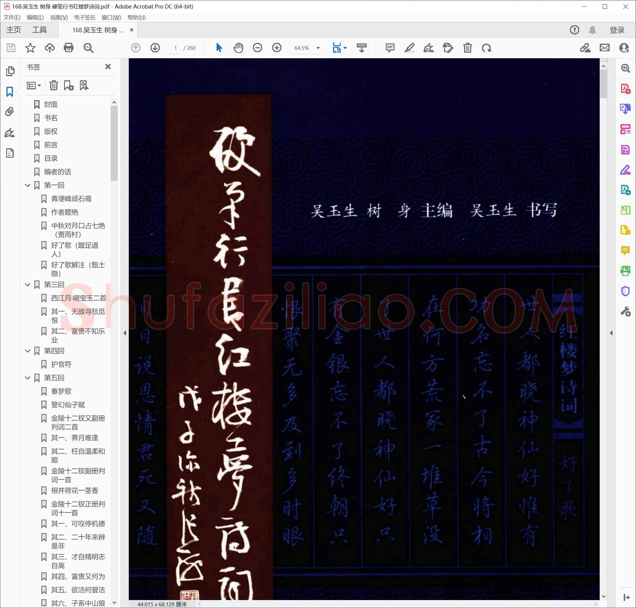 吴玉生 树身 硬笔行书红楼梦诗词