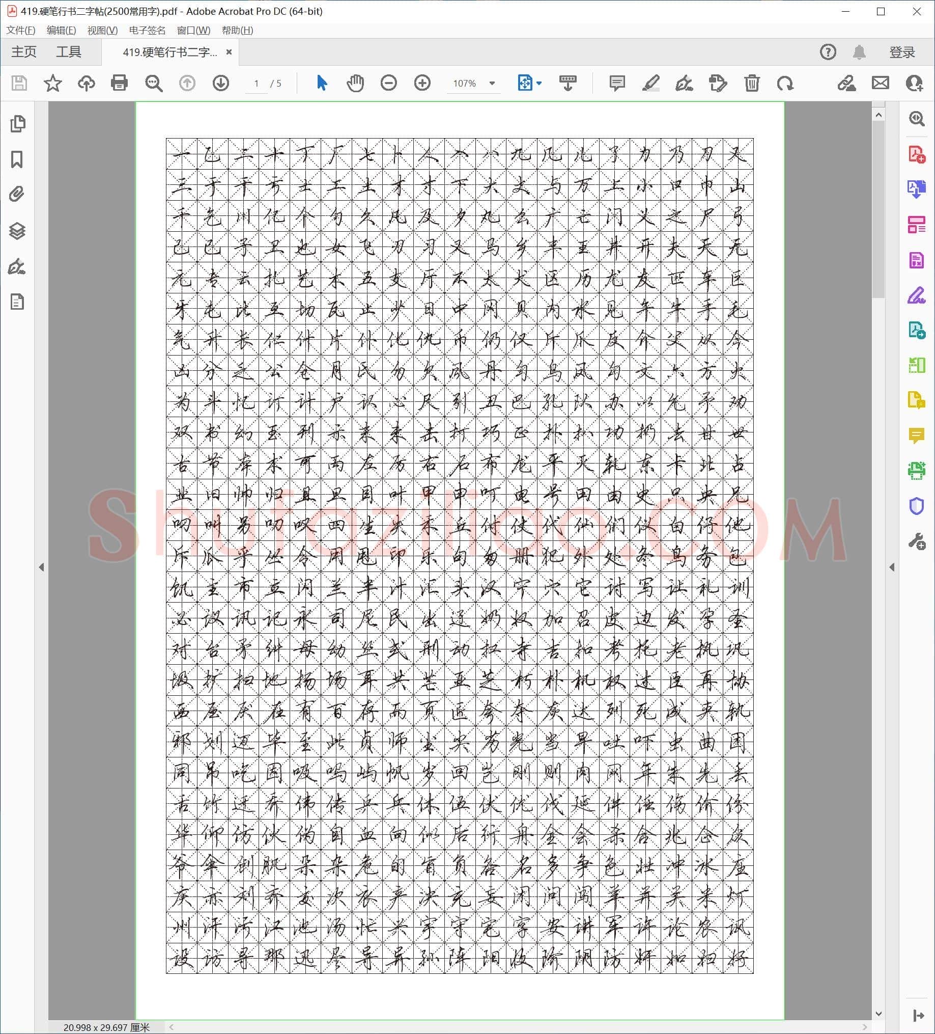 佚名 硬笔行书二字帖(2500常用字)