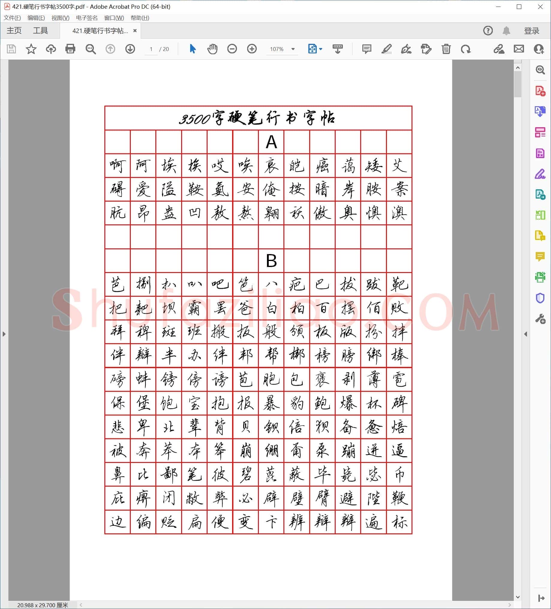 佚名 硬笔行书字帖3500字