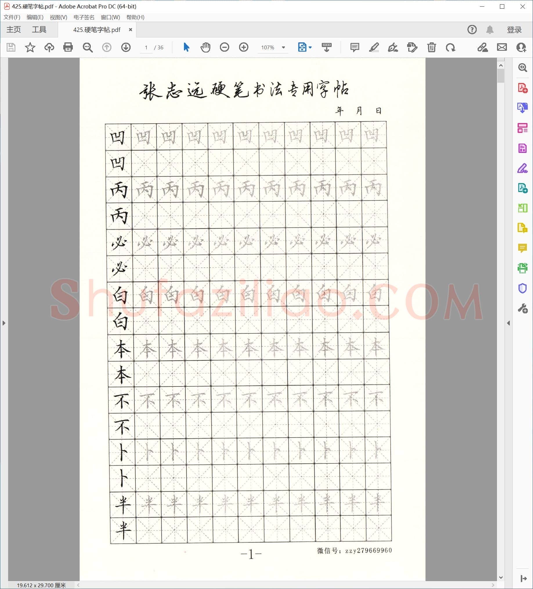 张志远 硬笔书法专用字帖