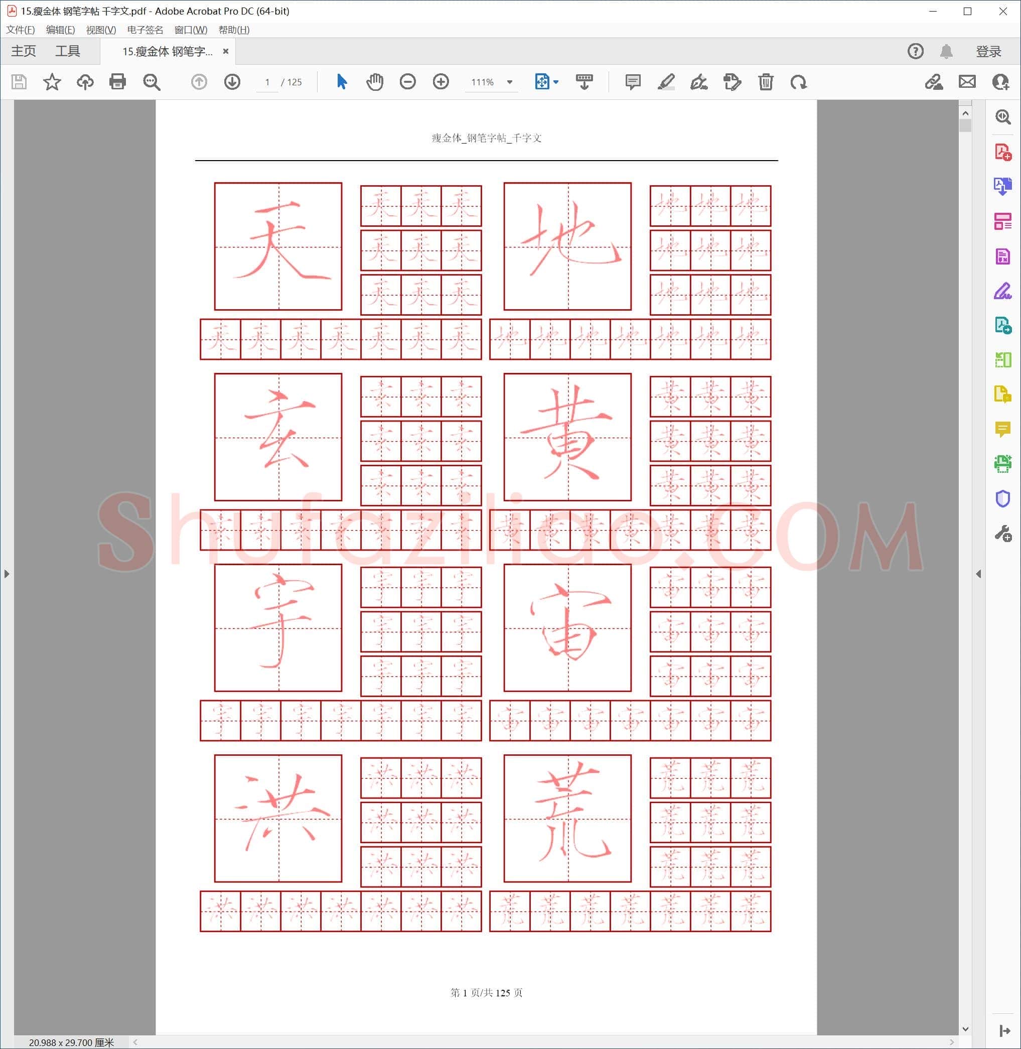 瘦金体 钢笔字帖 千字文