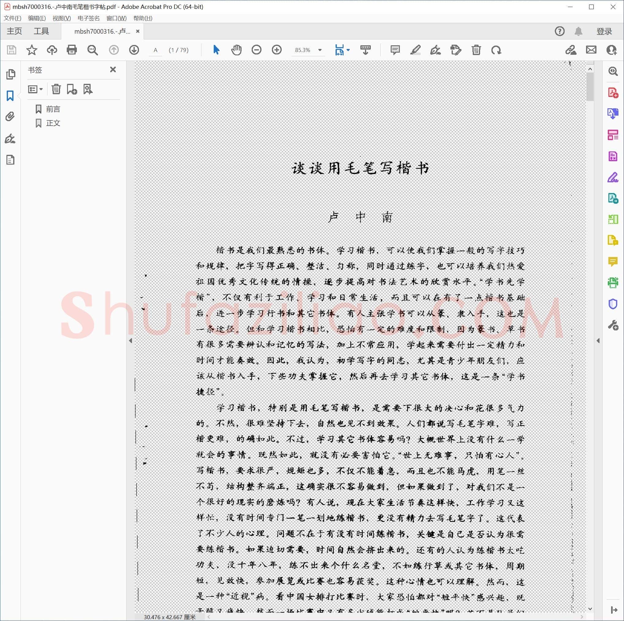 卢中南毛笔楷书字帖