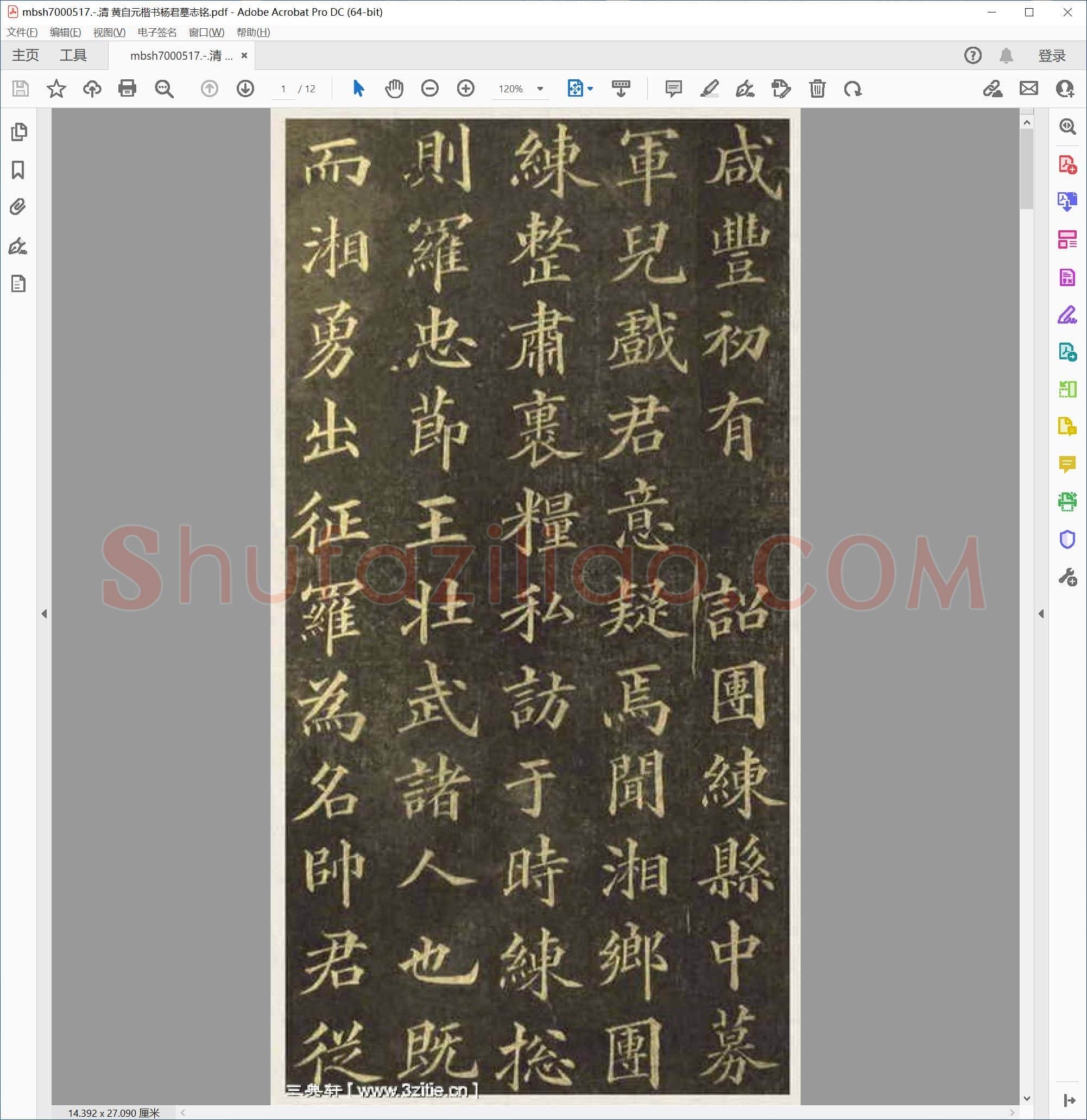 清 黄自元楷书杨君墓志铭