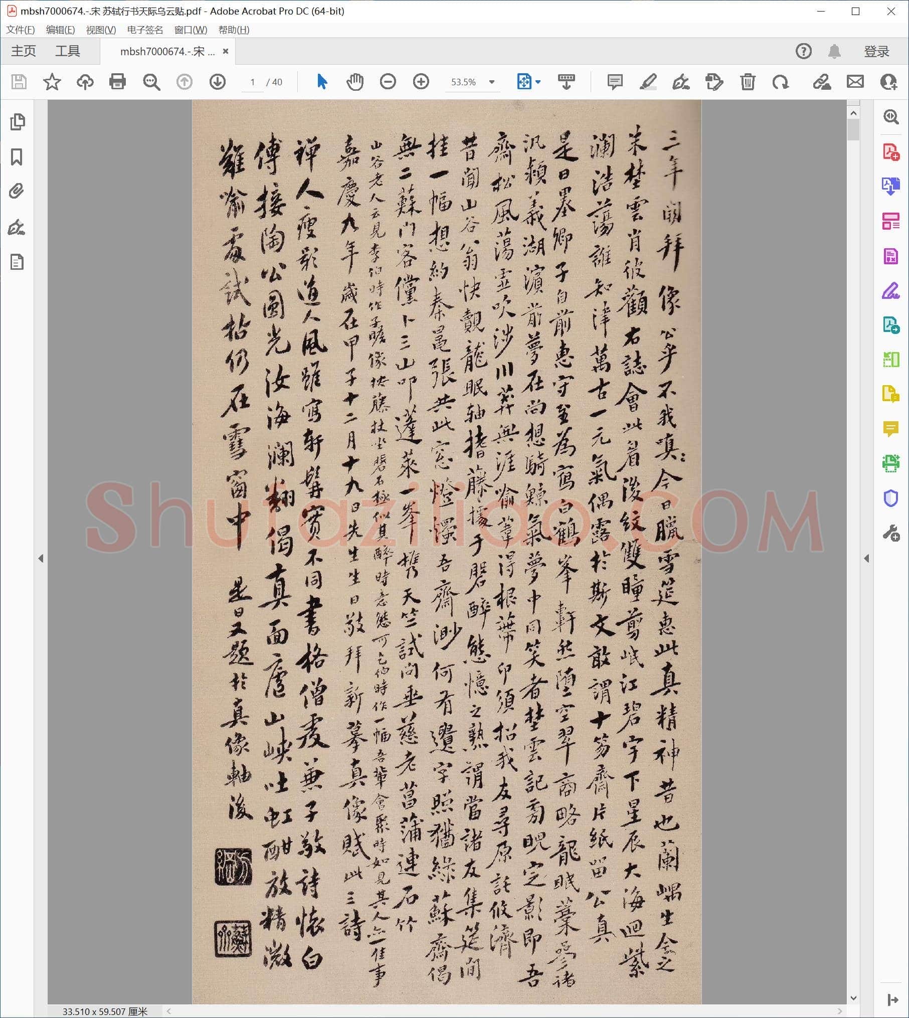 宋 苏轼行书天际乌云贴