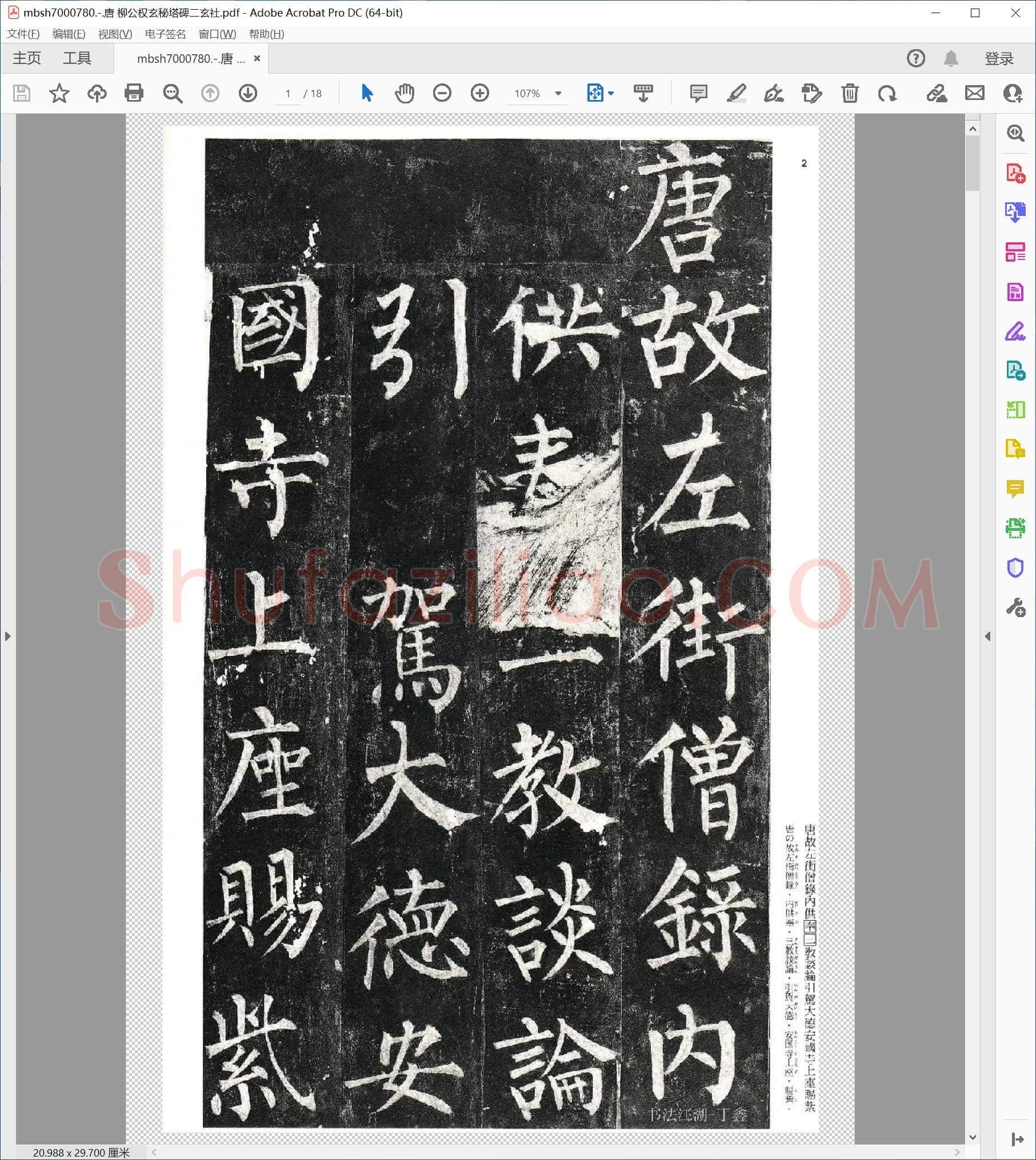 唐 柳公权玄秘塔碑二玄社