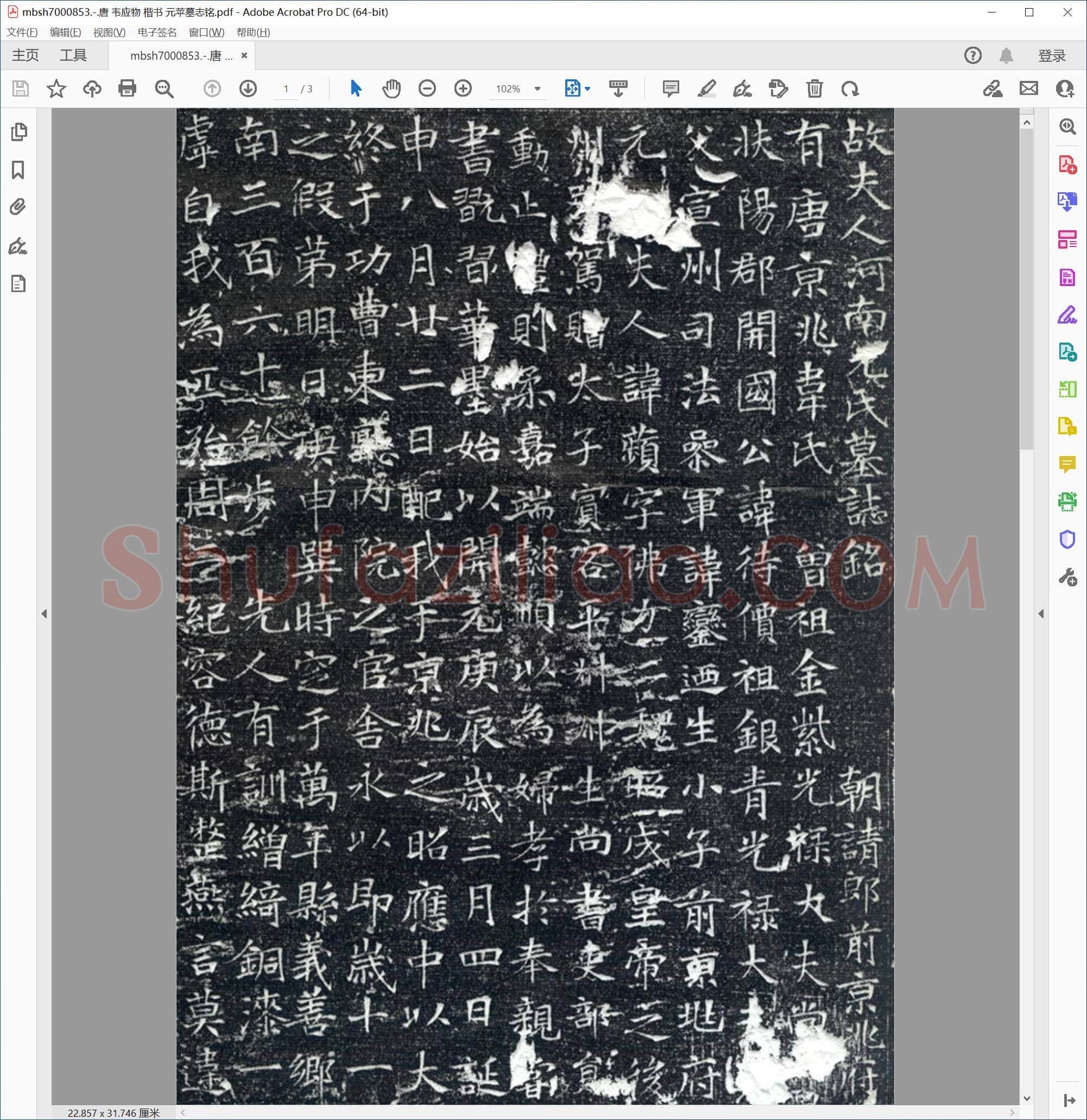 唐 韦应物 楷书 元苹墓志铭