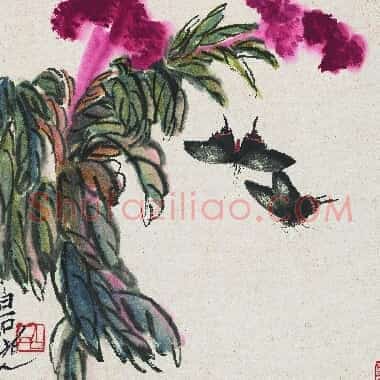 近现代齐白石国画《蝶舞花间图.TIF》高清大图资源下载