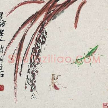 近现代齐白石国画《蚱蜢螳螂图.TIF》高清大图资源下载