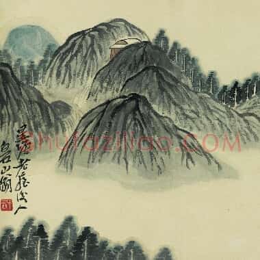 近现代齐白石国画山水作品《借山图册-18.TIF》高清大图资源下载