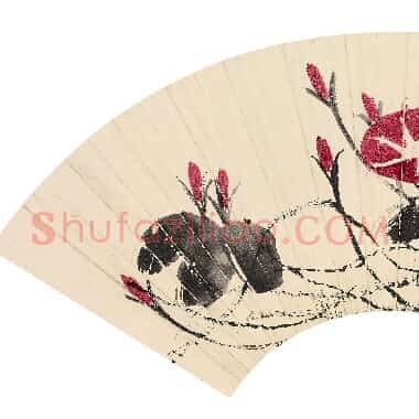 近现代齐白石国画花鸟扇面作品《牵扇面.TIF》高清大图资源下载