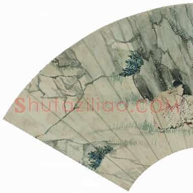 近现代齐白石国画花鸟扇面作品《折枝花卉扇面-02.TIF》高清大图资源下载