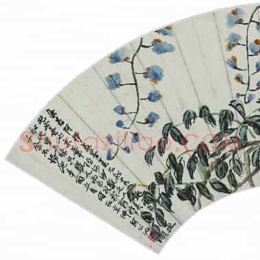 近现代齐白石国画花鸟扇面作品《折枝花卉扇面-03.TIF》高清大图资源下载