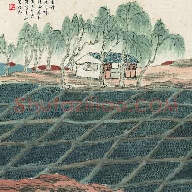 近现代齐白石国画山水作品《老屋听鹂图.TIF》高清大图资源下载
