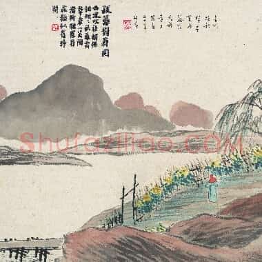 近现代齐白石国画山水作品《疏篱对菊图.TIF》高清大图资源下载