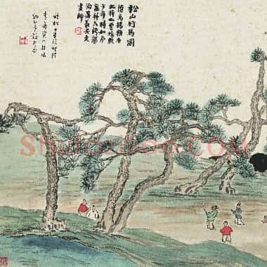 近现代齐白石国画山水作品《松山竹马图.TIF》高清大图资源下载