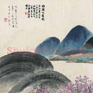 近现代齐白石国画山水作品《棣楼吹笛图.TIF》高清大图资源下载