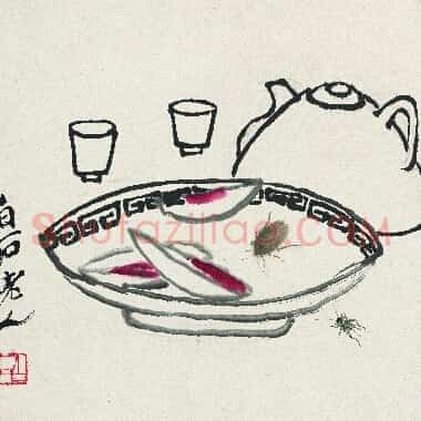 近现代齐白石国画《残席诱虫图.TIF》高清大图资源下载
