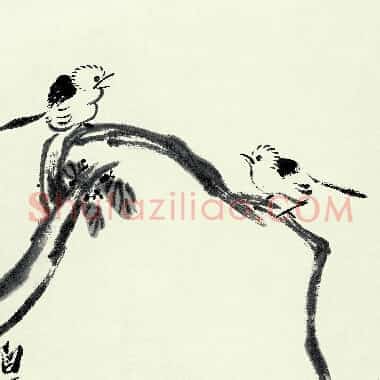 近现代齐白石国画《仿八大树枝小鸟.TIF》高清大图资源下载