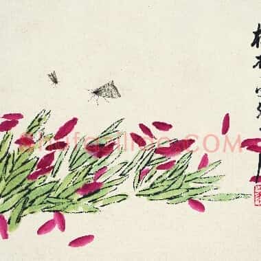 近现代齐白石国画《花卉飞蛾图.TIF》高清大图资源下载