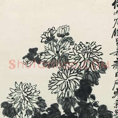 近现代齐白石国画《墨菊螃蟹图.TIF》高清大图资源下载