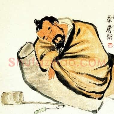 近现代齐白石人物作品《醉酒图.TIF》高清大图资源下载